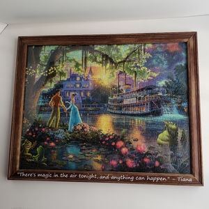 Thomas Kinkade Disney Princess and the Frog Puzzle Glued and Framed